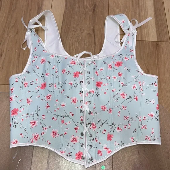 Floral Corset Crop Top - Picture 3 of 4